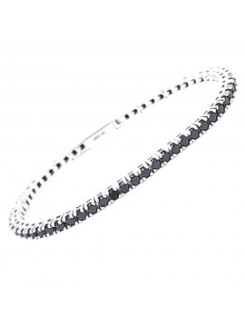 bracciale tennis in argento 925 zirconi neri italiano cm 17