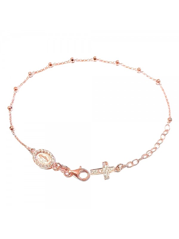 Bracciale rosario in argento 925 ramato - bcc0333