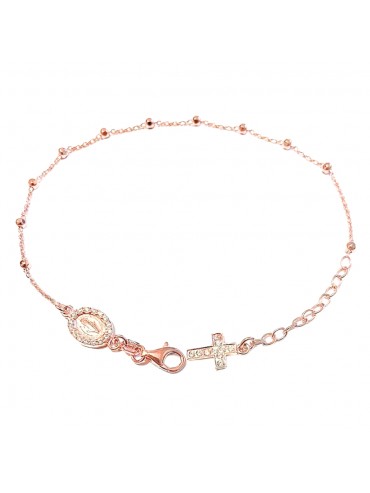 Bracciale rosario in argento 925 ramato - bcc0333