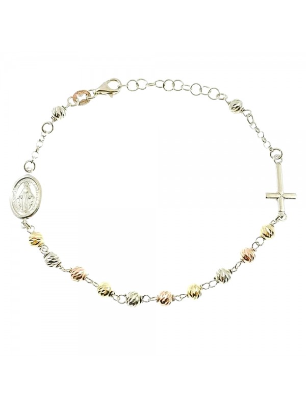 bracciale rosario in argento postine argentate dorate ramate - bcc1200