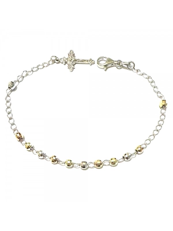 bracciale rosario in argento 925 tre colori