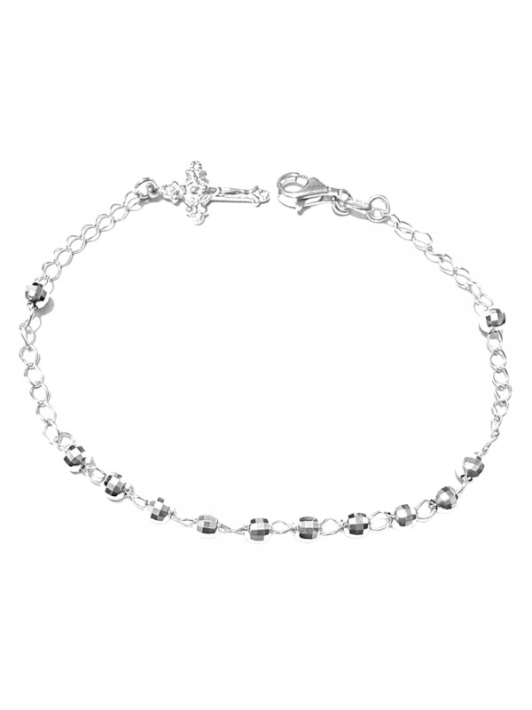 bracciale rosario in argento 925 postine diamantate