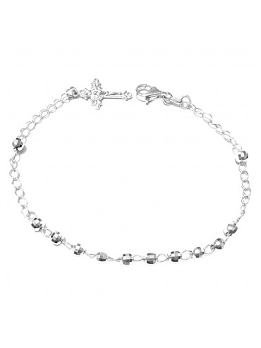 bracciale rosario in argento 925 postine diamantate