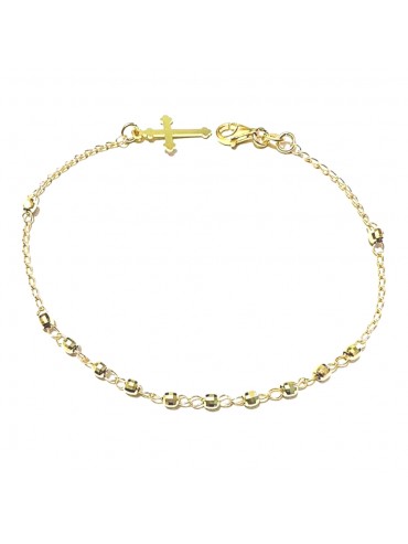bracciale rosario in argento 925 postine diamantate dorato