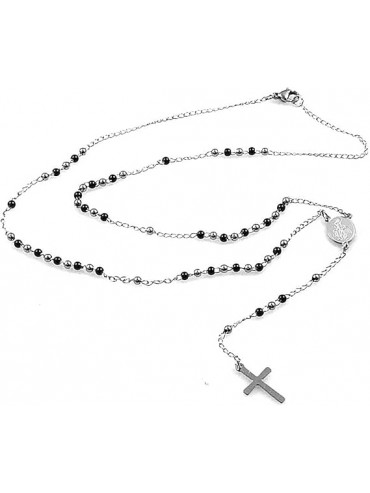 collana rosario in acciaio postine bicolore