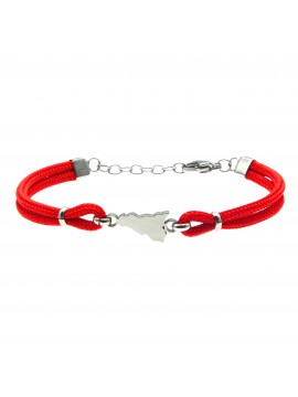 Bracciale sicilia acciaio e cordoncino - bcc0140