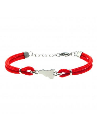 Bracciale sicilia acciaio e cordoncino - bcc0140