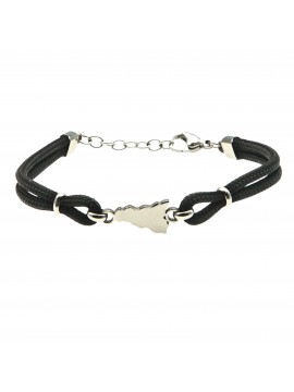 Bracciale sicilia acciaio e cordoncino - bcc0142