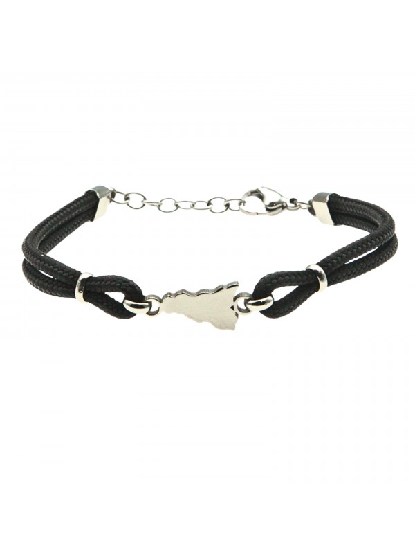 Bracciale sicilia acciaio e cordoncino - bcc0142