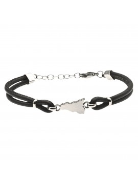 Bracciale sicilia acciaio e pelle - bcc0162