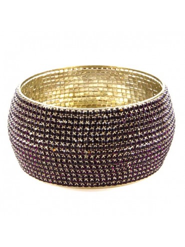 Bracciale donna rigido con strass viola
