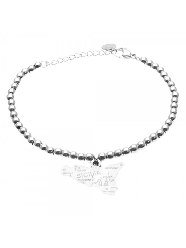 Bracciale sicilia in acciaio con scritte bcc2831
