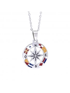 Collana rosa dei venti in acciaio e bandiere - cll0690