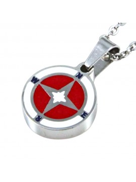 collana con rosa dei venti in acciaio e smalti ciondolo pendente