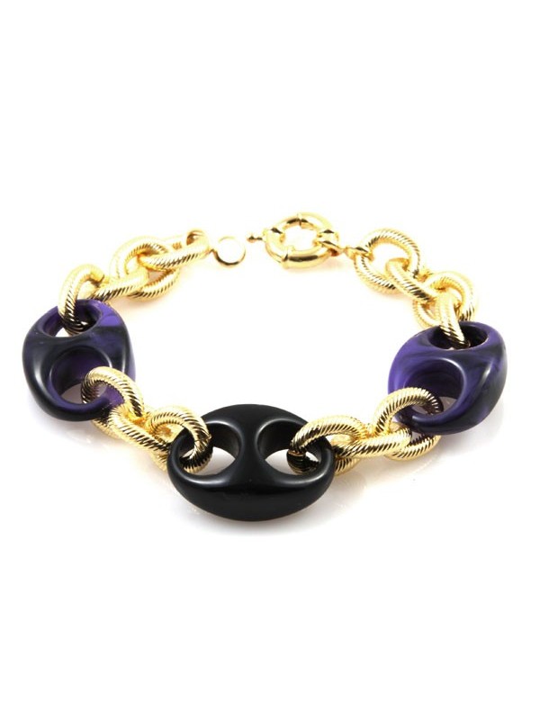 Bracciale donna in bronzo dorato e resina