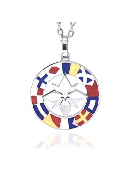 Collana rosa dei venti uomo con bandiere acciaio cln0148