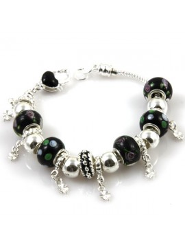 Bracciale con murrine colorate nere a pois