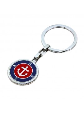 portachiavi in acciaio e smalti motivo ancora