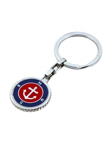 portachiavi in acciaio e smalti motivo ancora