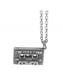 Collana con musicassetta ciondolo in argento invecchiato cln0018