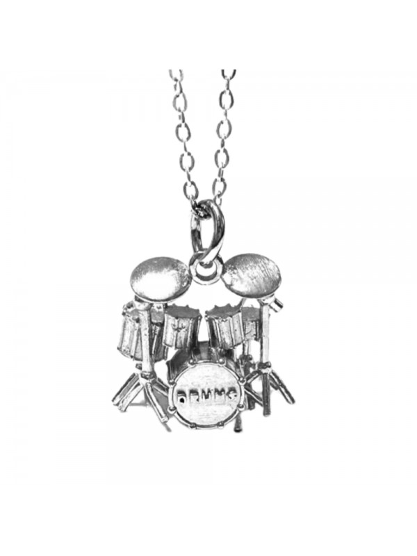 Collana con batteria strumento musicale in argento - cln0036 Collana con batteria strumento musicale in argento - cln0036