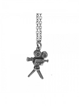 Collana con vecchia cinepresa ciondolo in argento invecchiato cln0049