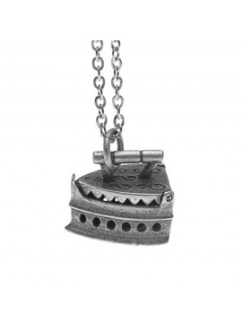 Collana con vecchio ferro da stiro a carbone ciondolo in argento invecchiato cln0063