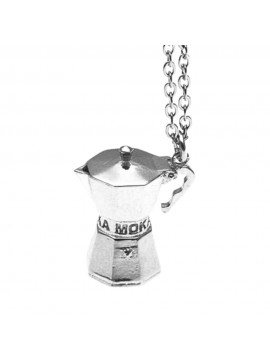 Collana con moka caffettiera ciondolo in argento cln0137
