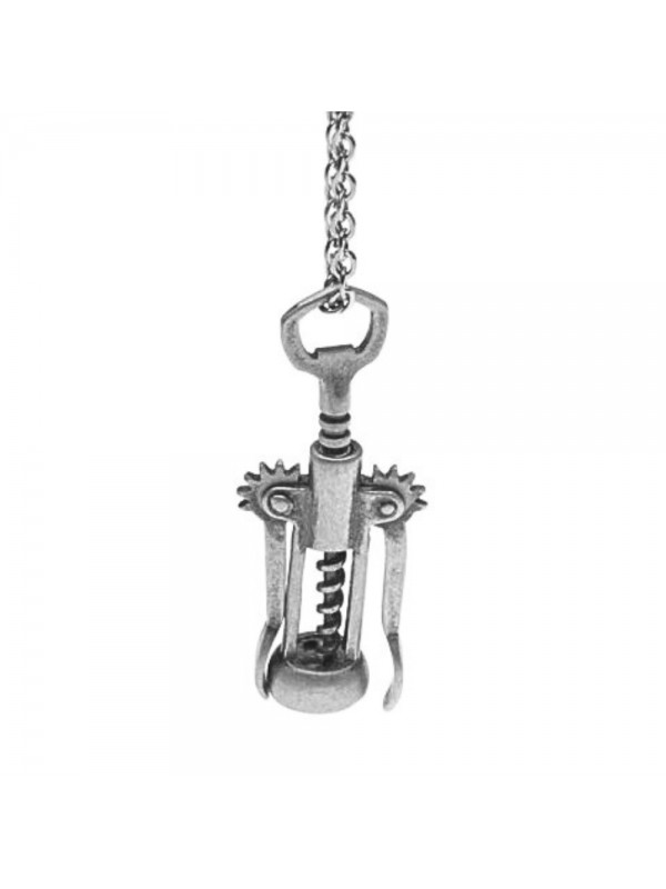 Collana con tirabusciò ciondolo in argento invecchiato cln0151 Collana con tirabusciò ciondolo in argento invecchiato cln0151