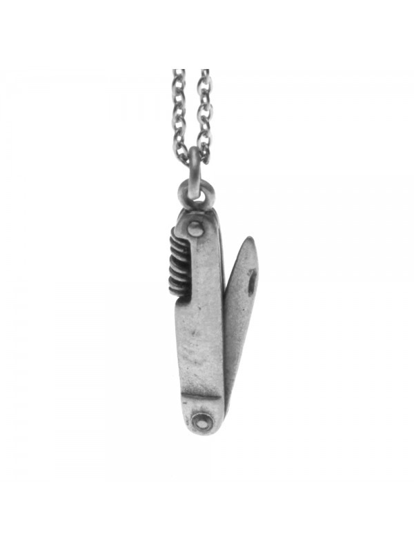 Collana con coltellino svizzero ciondolo in argento invecchiato cln0153 Collana con coltellino svizzero ciondolo in argento invecchiato cln0153
