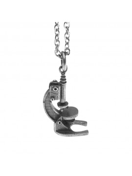Collana con microscopio ciondolo in argento invecchiato cln0187