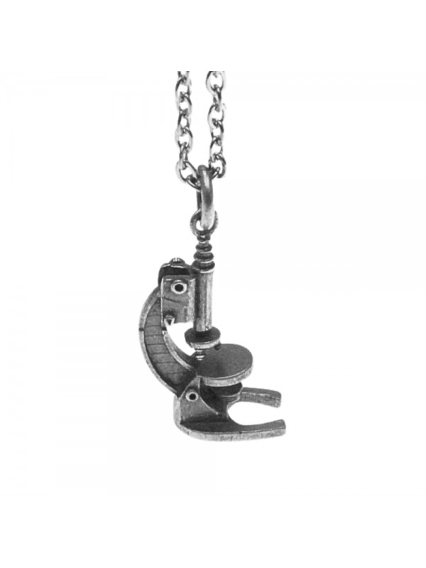 Collana con microscopio ciondolo in argento invecchiato cln0187 Collana con microscopio ciondolo in argento invecchiato cln0187
