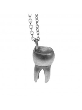 Collana con dente molare ciondolo in argento invecchiato cln0217