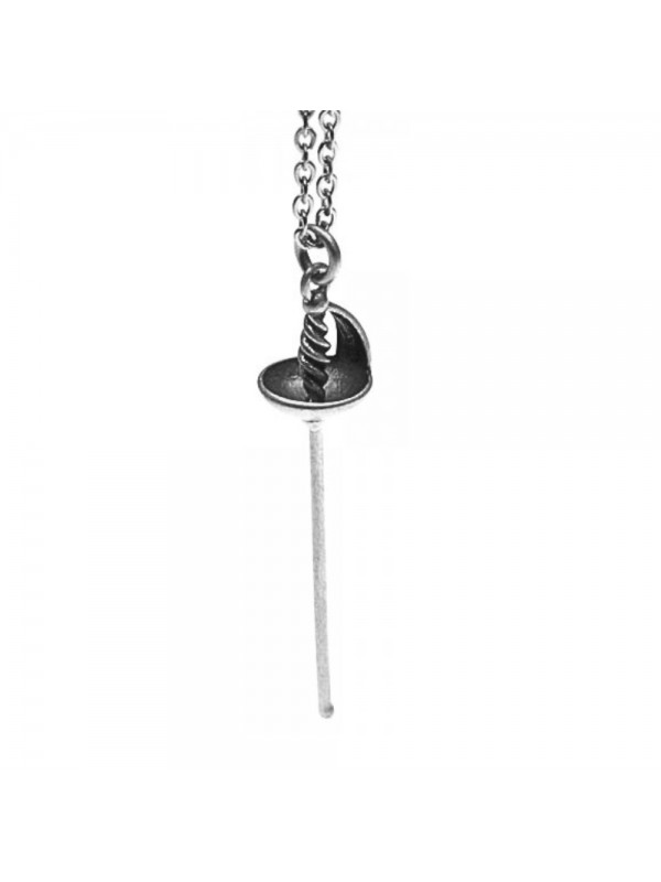 Collana con fioretto arma ciondolo in argento invecchiato cln0223 Collana con fioretto arma ciondolo in argento invecchiato cln0223