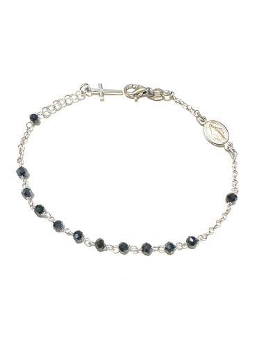 bracciale rosario in argento postine blu scuro bcc1167