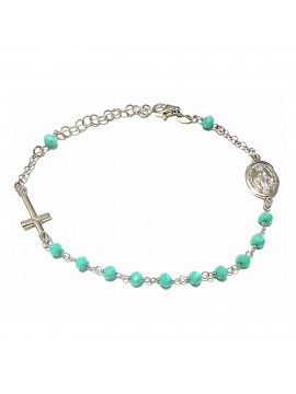 bracciale rosario argento postine verde mare bcc1397