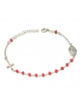 bracciale rosario argento postine rosse bcc1398