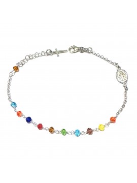 bracciale rosario in argento postine colorate
