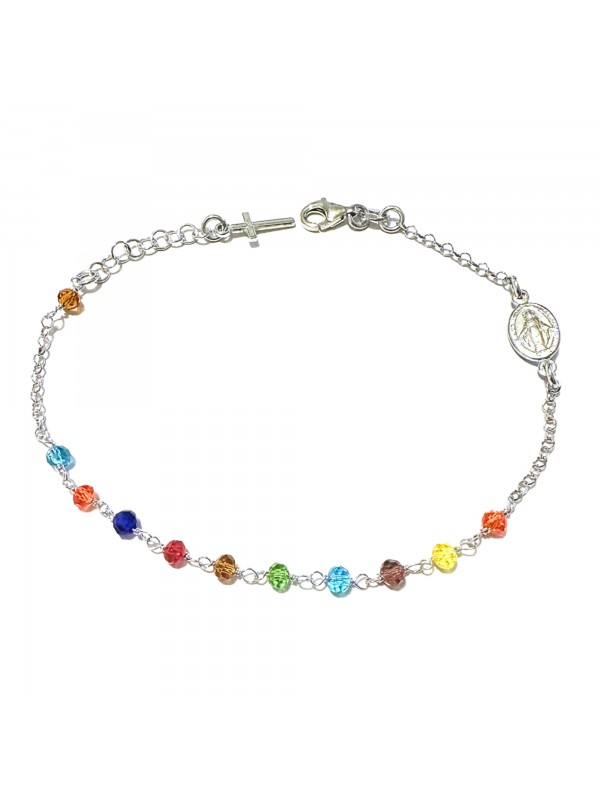 bracciale rosario in argento postine colorate