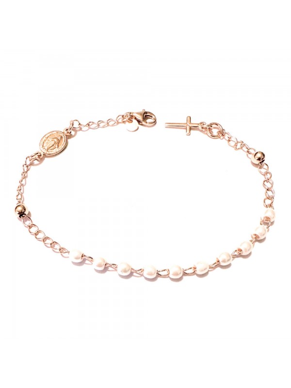 bracciale rosario in argento donna ramato perle - bcc2660