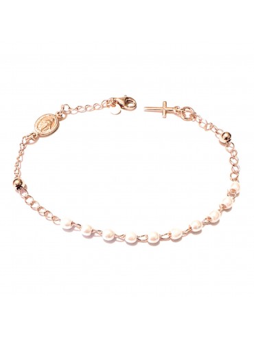bracciale rosario in argento donna ramato perle - bcc2660