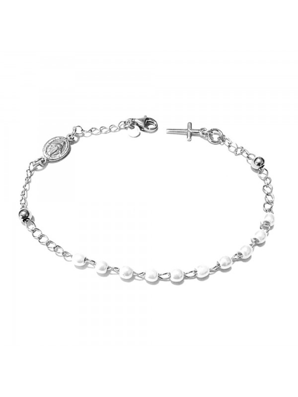 bracciale rosario in argento donna perle - bcc2382