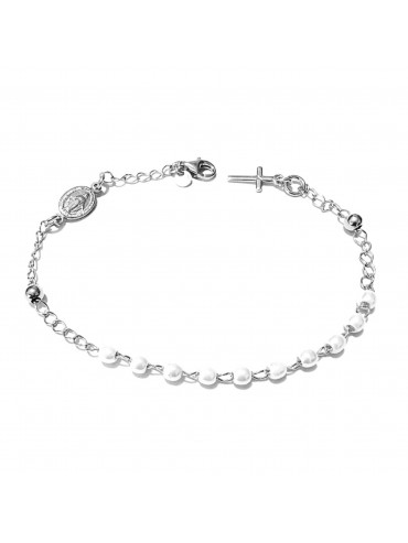 bracciale rosario in argento donna perle - bcc2382