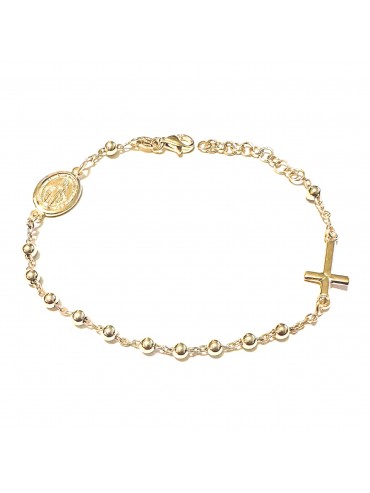 bracciale rosario argento dorato bcc1673