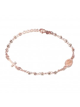 bracciale rosario uomo donna in argento 925 ramato