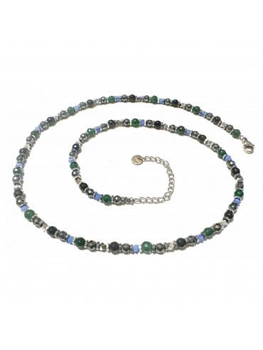 Collana uomo in acciaio inossidabile maglia a pallini bicolore