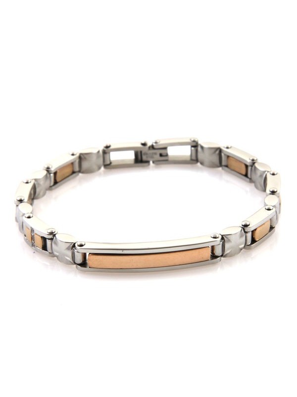 Bracciale uomo piastra in acciaio a due colori