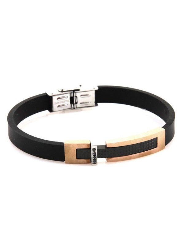 Bracciale uomo caucciu piastra in acciaio particolare