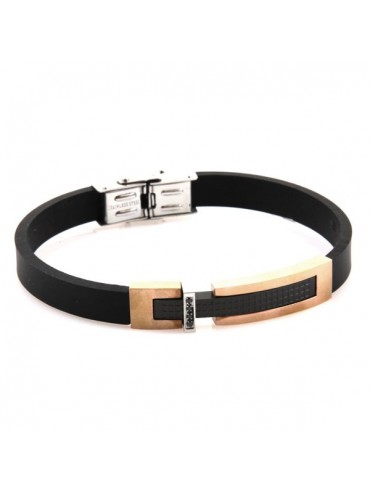 Bracciale uomo caucciu piastra in acciaio particolare