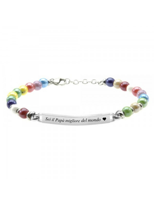 Bracciale colorato con piastra in acciaio bcc0430